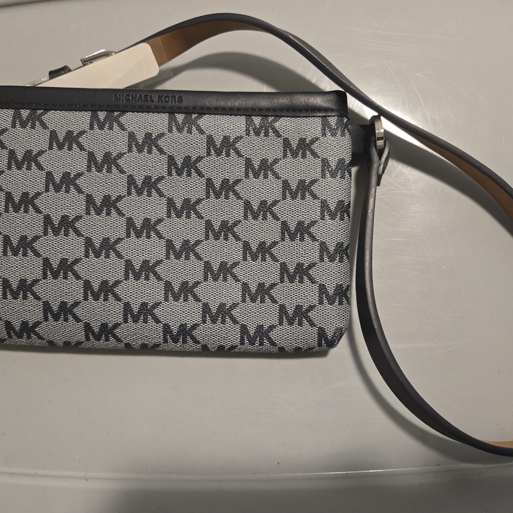 Michael Kors Monogram Black and Gray Belt Bag